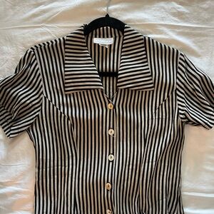 Camille Claudet Vintage Striped Button-Up Blouse – Petite Small (Made in USA)